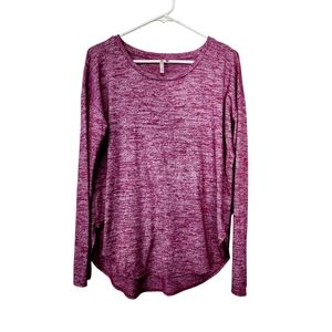 Banana Republic Crew Neck Long Sleeve Top - Heathered Purple, Size Small